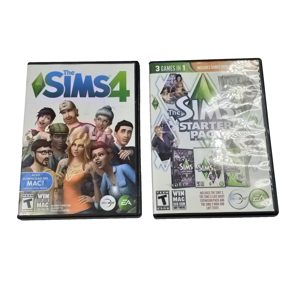 The Sims 4 PC Mac DVD Game & The Sims 3 Starter Pack PC Mac 3 Game Bundle Set